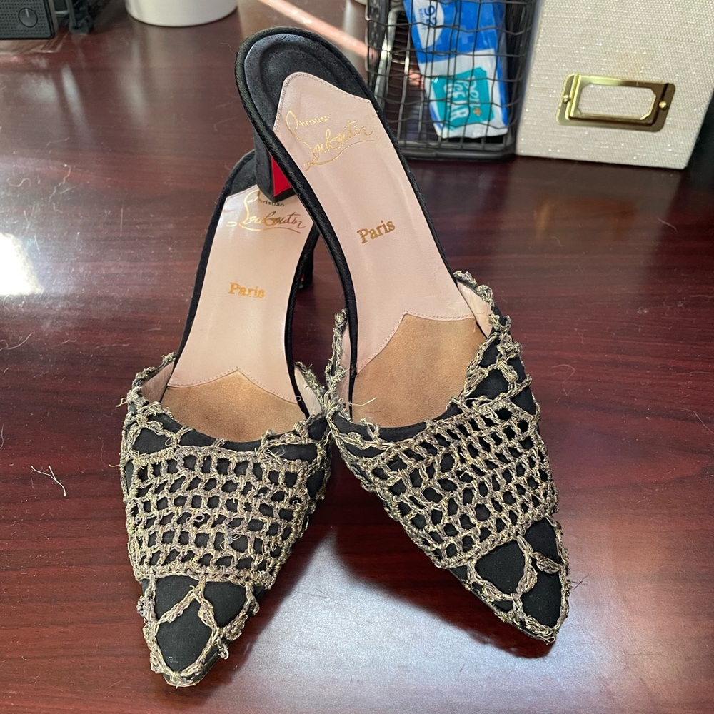 Christian Louboutin Black and Gold Women's Shoes